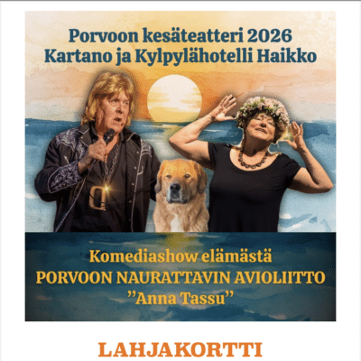 Lahjakortti Porvoon Kesäteatteri 2026, Porvoon Naurattavin Avioliitto, "Anna Tassu" 7.7. - 5.8.2026